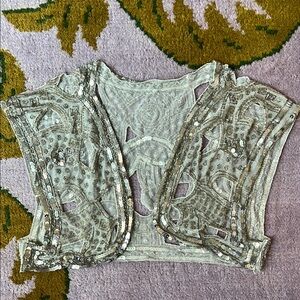 Embellished Grey Sequin Crop Bolero